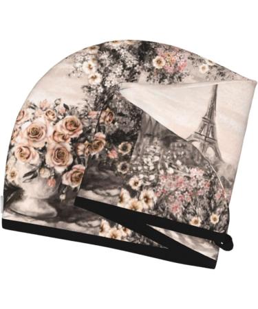Watercolor Iron Tower Microfiber Hair Towel - Super Absorbent Quick Dry Hair Turban for Curly Long & Thick Hair - Ideal Drying Bonnet Cap for Women Girls & Kids - Buy Online on GoSupps.com