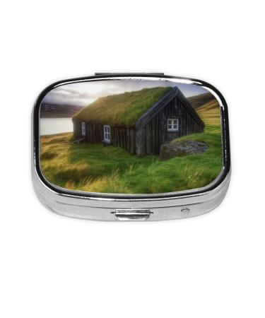 Iceland Hut Printed Square Pill Box Portable Travelling Pill Box Medicine Organiser