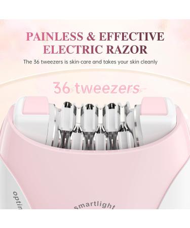 Wireless Electric Epilator for Women - LED Light Facial & Body Hair Remover | PinkQ-08 | Smooth Hair Removal for Armpit Bikini Legs - Buy Online on GoSupps.com
