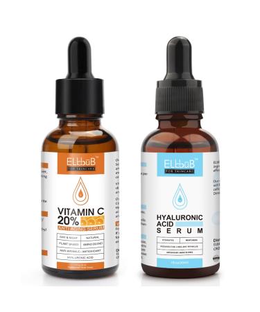 Anti Aging Vitamin C Serum Hyaluronic Acid Serum Set - with Hyaluronic Acid Skin Care Set Boost Skin Collagen Hydrate & Plump Skin Anti Aging & Wrinkle Facial Serum 1 Fl Oz (Pack of 1)