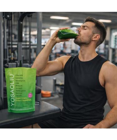 YOSAOLIU Chlorella Super Green Powder Barley Grass Kale Wheat Grass & Mixed Green Blend 30 Servings Non GMO 80MG Daily Use 240G Per Bag - Buy Online on GoSupps.com