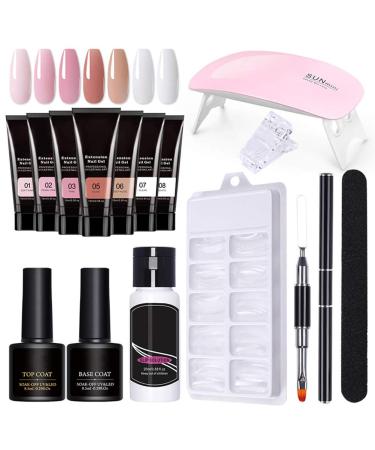Polygel nail set with lamp 7 colors fast nail extension assembly gel simple polygel set for beginners DIY French ombre nail art with sliding solution shapes