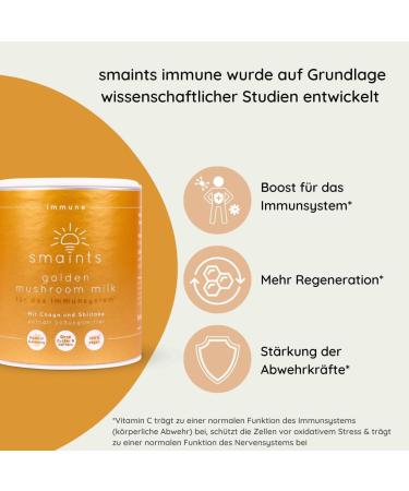 Buy Smaints Golden Mushroom Milk - Immunity-Boosting Curcuma Latte Mix with Turmeric Chaga Shiitake Vitamin C & Piperine | International Shipping - Buy Online on GoSupps.com