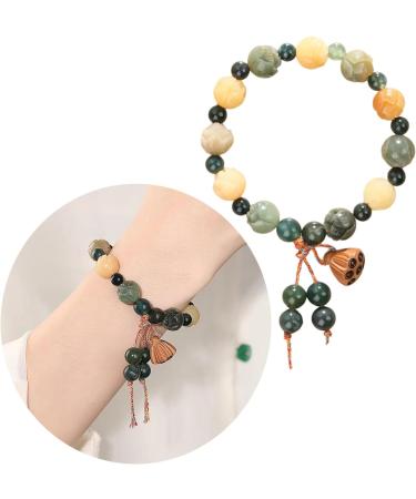 Oralgo Lotuses Bodhi Hand Chain | Unique Flower Pen Jewelry for Happiness & Wealth | Adjustable Ethnic Agate Style Bracelet - Buy Online on GoSupps.com