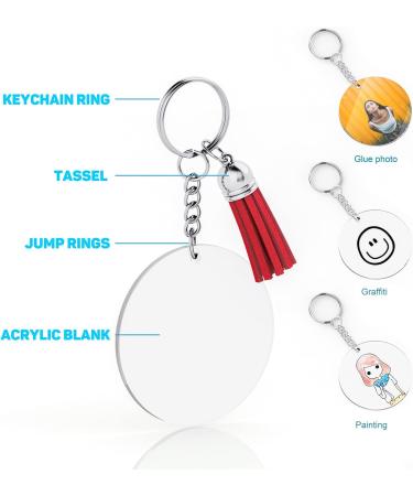 JIARON Acrylic Blank Keychains  200Pcs Acrylic Blank Keychain kits with 50 Pcs Acrylic Keychain Blanks  50 Pcs Keychain Tassels 50 Pcs Key Rings with Chain and 50 Pcs Jump Rings for DIY Keychain - Buy Online on GoSupps.com