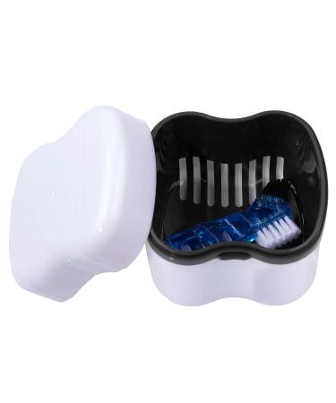 Denture Brush & Case for Travel | Denture Holder with Basket â€“ Mouth Guard & Retainer Container (Black) - Buy Online on GoSupps.com