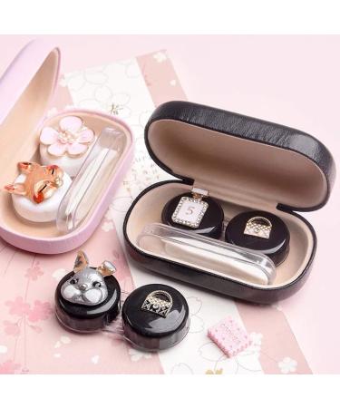 Cute Cartoon Contact Lens Container - Portable Eye Care Kit | Black Fall Fox Design for Home & Travel - Buy Online on GoSupps.com