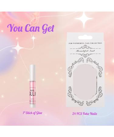 Mouyouglow Press On Nails - Short Square Rose Nude Pink Full Cover Artificial Nails with Glue | White French Tip Acrylic Fake Nails for Women & Girls - Buy Online on GoSupps.com