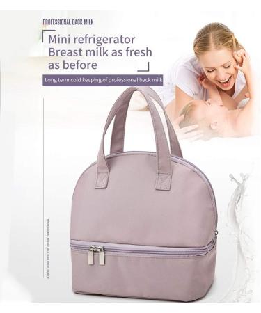 MOVKZACV Double Layer Insulated Baby Bottle Bag - Purple, Fits 3 Bottles, Multi-Function Breastmilk Cooler for Breast Milk and Bottle Set - Buy Online on GoSupps.com