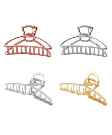 Four Large Metal Hair Clips Retro Anti-Slip Lightweight Fixed Metal Grabber Shark Clip Hair Styling Accessories for Different Hairstyles for Ladies and Girls