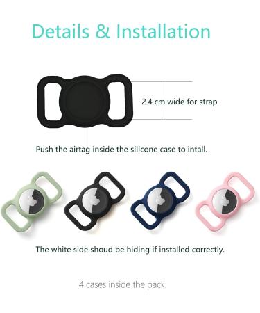 Kuaguozhe Silicone Protection Case for Apple Airtag - Dog Collar & Pet Loop Holder - Slide-On Sleeve - Black & Blue - Buy Online on GoSupps.com