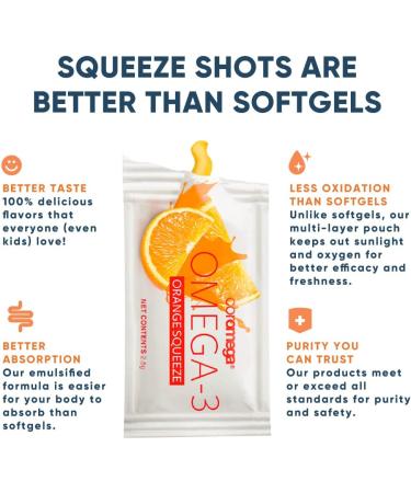 Coromega Omega-3 Orange Squeeze | 30 Packets | 2.5g Each | Healthy Fat Supplement - Buy Online on GoSupps.com
