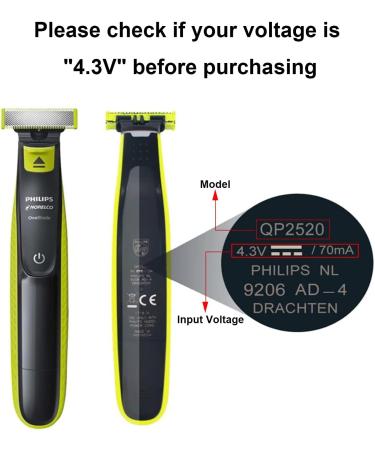 Philips One Blade A00390 Charger Cable UK Plug - Compatible with QP2520 QP2620 MG5730 MG5720 MG3720 BT3206 BT3208 Trimmer Electric Shaver - 4.3V Power Supply Cord - Buy Online on GoSupps.com