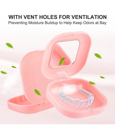 Retainer Case with Mirror Cute Denture Cleaning Box Night Mouth Guard Case Retainer Cleaner Case with Retainer Remover Tool Pink - Buy Online on GoSupps.com