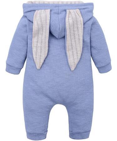 Kids Tales Newborn Baby Winter Warm Rabbit Ear Hooded Romper, Blue (6-9 Months) - Buy Online on GoSupps.com