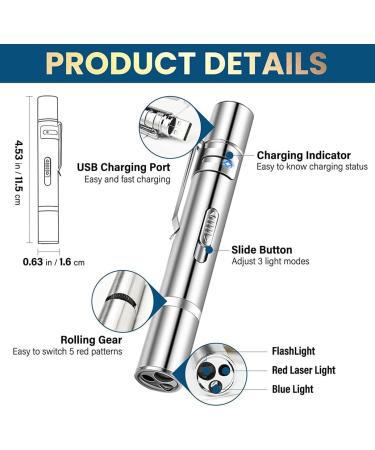 PAIDASHU Cat Toys Interactive Toys for Cats Cat Dog Red Pointer Light Toy 7 in 1 LED Cat Light Pen USB Rechargeable Pet Scratching Practice Chase Training Tool - Buy Online on GoSupps.com