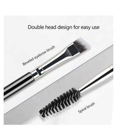 Dual Ended Eyebrow Brush & Eyelash Comb - 2 in 1 Spoolie Makeup Tool (Black Silver) - Perfect for Flawless Brows & Lashes - Buy Online on GoSupps.com