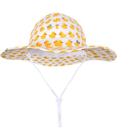 LANGZHEN Beach Sun Protection Hat for Baby Girls | Adjustable Toddler Kids Wide Brim Summer Play Hat | Duckling-yellow 4-8 Years - Buy Online on GoSupps.com