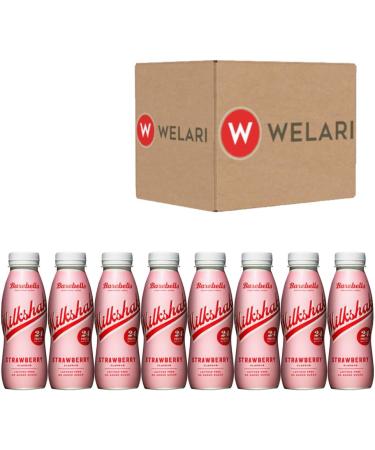 Barebelles 8 x 330ml Strawberry 24gr Protein Milkshake Travel Gym Work Drink Sugar FREE Lactose FREE Beverage Snack Fruity Flavour (2640ml) (8pack) - Buy Online on GoSupps.com