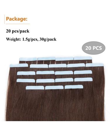 Elailite Invisible Hair Extensions - Real Remy Human Hair Tape Extensions - 20 Pieces 45cm 30g #04 Mittelbraun - Effortless Volume & Length - Buy Online on GoSupps.com
