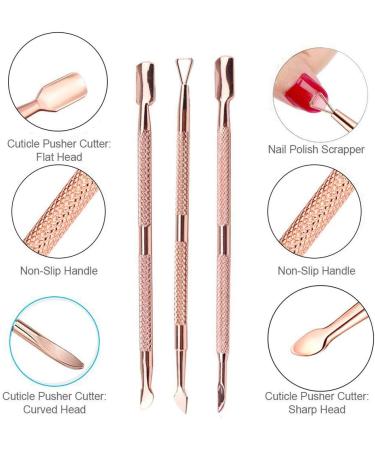 Professional Stainless Steel Cuticle Pusher and Cutter Set - 3 Pcs for Dead Skin Nail Cleaner, Pedicure & Manicure Tools - Buy Online on GoSupps.com