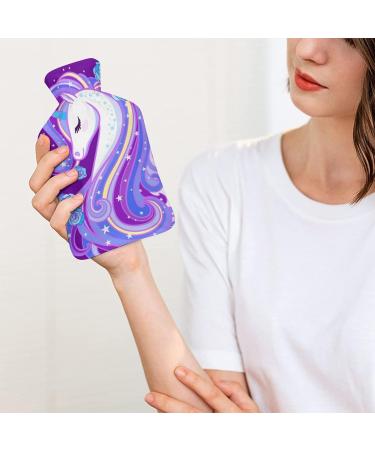 Purple Unicorn Hot Water Bottle with Plush Cover | Cozy Hand Warmer for Adults & Kids | 26.5x15.3cm - International Shipping Available - Buy Online on GoSupps.com