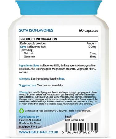 Health4All SOYA Isoflavones 40mg Capsules - Non-GMO Menopause Support Supplement - 60 Count - Buy Online on GoSupps.com