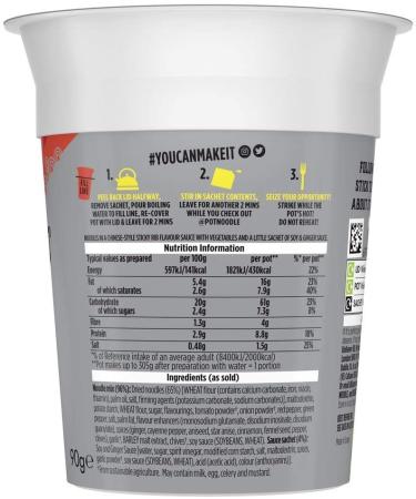 Pot Noodle Sticky Rib Standaard 12 x 90 g - Buy Online on GoSupps.com