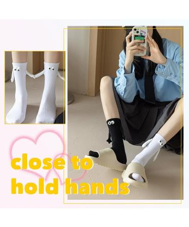 AIIONP Hand In Hand Magnetic Couple Socks - Funny 3D Doll Design, Mid-tube, One Size White - 2 Pair - Buy Online on GoSupps.com