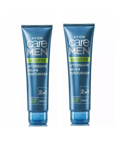 2x Avon Care Men Sensitive 2-in-1 After Shave Balm & Moisturiser - 100ml(200ml)