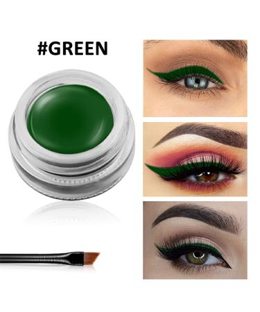 Erinde Green Gel Eyeliner - Waterproof, Long Lasting Cream Eyeliner Gel Pot with High-Intensity Pigments, Smudge-Proof Eye Liner Makeup - Water-Resistant, 2PCS Brushes Included - Buy Online on GoSupps.com