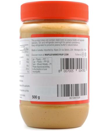 MapleFarm - 100% Pure Creamy Peanut Butter 2 x 500g (1kg) - Protein and Natural Cream - Creamy peanut butter - Buy Online on GoSupps.com