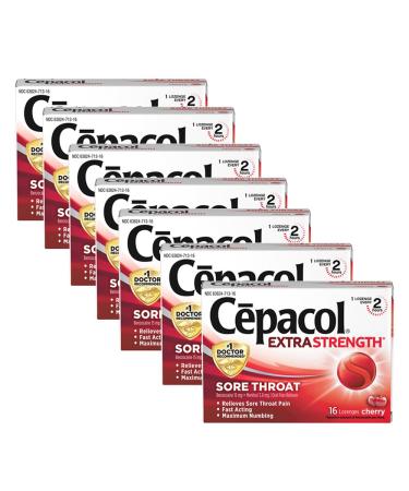 Cepacol Maximum Strength Throat Drop Lozenges Cherry 16 Count (Pack of 7)