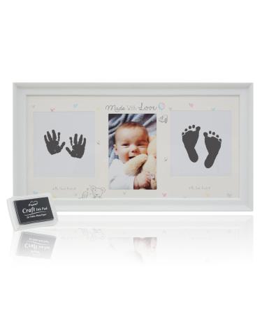 Johiux Baby Hand and Footprint Kit Mum to be Pregnancy Gifts Baby Shower Gifts Personalised Baby Boy Girl Gifts Newborn New Mum Gifts Newborn Photo Frame White 38.5x20.6x2cm.