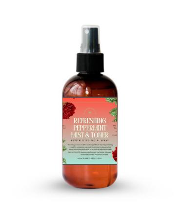 Peppermint Cooling Facial Mist & Scalp Refresher | 100% Pure Steam-Distilled Revitalizing Facial Spray Hydrates Tones Refreshes & Renews Skin Vegan Cruelty-Free 8oz (Peppermint)