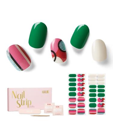 NAILOG Semi Cured Gel Nail Strips 34 pcs Salon-Quality Gel Nail Stickers Long Lasting Nail Wraps for Women with Soft Gel Finish Rhapsody