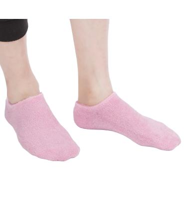 Moisturizing gel socks 2 pieces of women's spa socks to repair dry cracked rough heels reusable lotion socks with gel layer for home (pink)