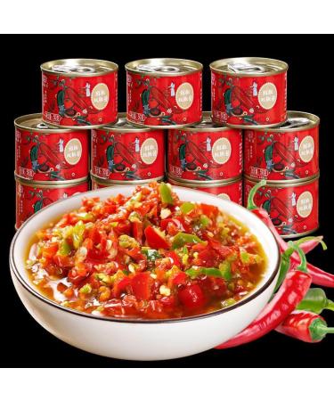 Double color chili sauce50g/can garlic chopped chili sauce Sichuan Specialty colored chili sauce mixed Noodles chili sauce Pickles noodles sauce pickled pepper Spicy flavor (2 can)