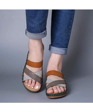 Buy Women's Wedge Heel Open Toe Sandals - Summer Flip-Flops - Synthetic Leather Size 38/40 EU (3 Blue) - Buy Online on GoSupps.com