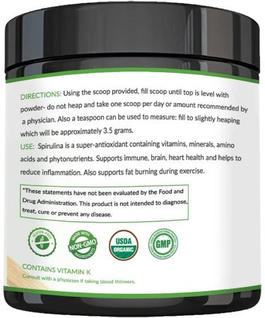 Premium USDA Organic Spirulina Powder - Blue Green Algae from California & Hawaii | 100% Vegetarian & Vegan Superfood for Smoothies - Buy Online on GoSupps.com