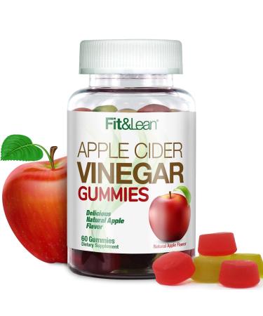 Fit & Lean Apple Cider Vinegar Gummies, with "The Mother", Supports Digestion, Appetite Control, Weight Management, Ginger Root, 60 Count
