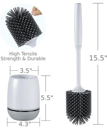 3 Pack Toilet Brush and Holder Set with Silicone Bristles - Gray Bathroom Accessories - Buy Online on GoSupps.com