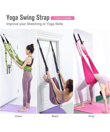 Airogym Aerial Yoga Strap - Waist Trainer Leg Stretching Band | Door Swing Adjustable Strap for Back Bend & Inversion | Ideal for Yoga, Ballet, Gymnastics | Black - Buy Online on GoSupps.com