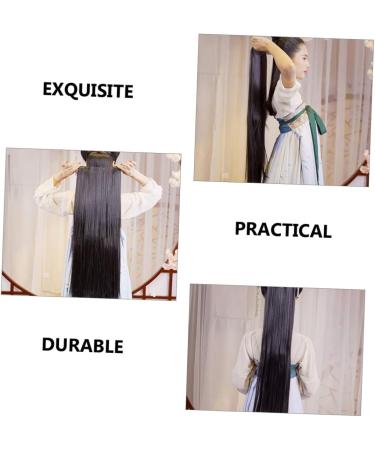 DOITOOL Hair Extension Wig Natural Hair Wig Curly Hair Extensions Synthetic Hair Extensions Black Frontal Wig Natural Hair Extensions Long Straight Hair High Temperature Wire Miss Hairpin 75X16CM Black - Buy Online on GoSupps.com