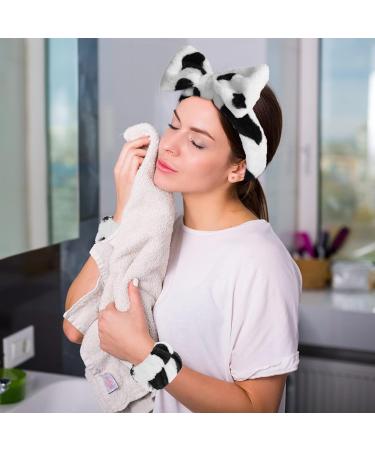WLLHYF 3pcs Spa Headband & Wristbands Set - Makeup & Skincare Accessories for Women Girls (Black+White) - Buy Online on GoSupps.com
