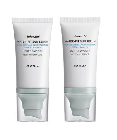 2PCS Centella Sunscreen SPF 50 Face Sun Screen Long-Lasting Protection Madagascar Sunscreen NO White Cast - Dry Oily Skincare (Blue)