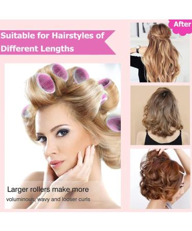 Hair Rollers Set 24 Pcs Hair Curlers With 12 Pcs 48MM Self Grip Jumbo Hair Rollers & 12Pcs Duckbill Clip Salon DIY Hairdressing Curlers Hair Curlers Rollers Tools for Long Medium Short Hair Rose Red-48MM - Buy Online on GoSupps.com