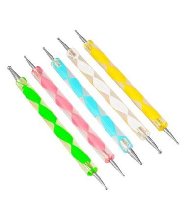 La Tartelette 5 Pieces 2 Way Dotting Pen Tool Nail Art Tip Dot Paint Manicure Kit, Multicolor