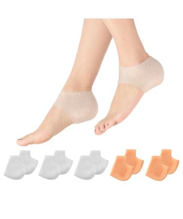 Madholly 5 Pairs Gel Heel Sleeves, Breathable Silicone Heel Socks Protectors to Repair Dry Cracked Heel and Reduce Pains of Plantar Fasciitis, Achilles Tendonitis Tendon, Heel Spurs, Sore Heel