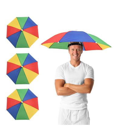 Bekecidi 3 pieces of umbrella caps heading: adjustable rainbow rain screen hat waterproof fishing cap with elastic ligaments portable mini rain caps for adults (A) 1